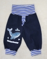 Baby Jeans Pumphose Maritim Wal Gr. 74/80, Geschenk zur Geburt, Babyparty,  Mitwachshose, Babyhose