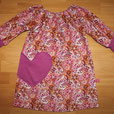Cordkleid Gr. 104 Herztasche und Ärmelbündchen Braun Flieder Rosa